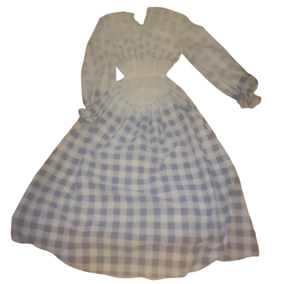 STAUD blanche blue white cottagecore ombre gingham check cutout midi dress small - Picture 11 of 15